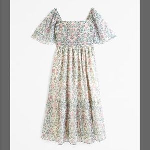 ISO abercrombie emerson angel sleeve midi dress - tile or cream print